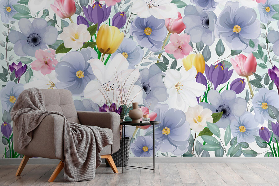 Groupe de fleurs avec feuilles Groupe de fleurs avec feuilles