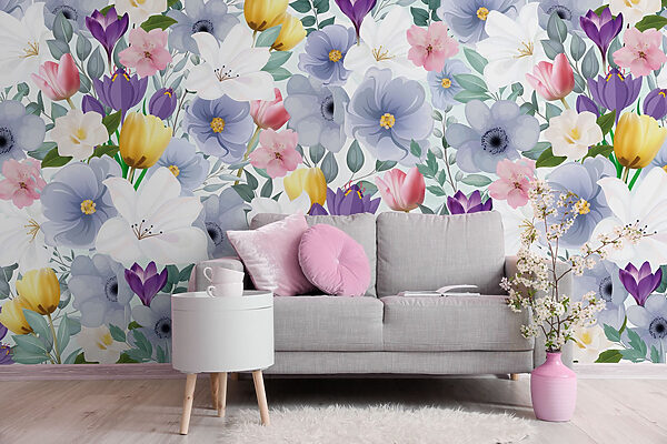 Groupe de fleurs avec feuilles Groupe de fleurs avec feuilles