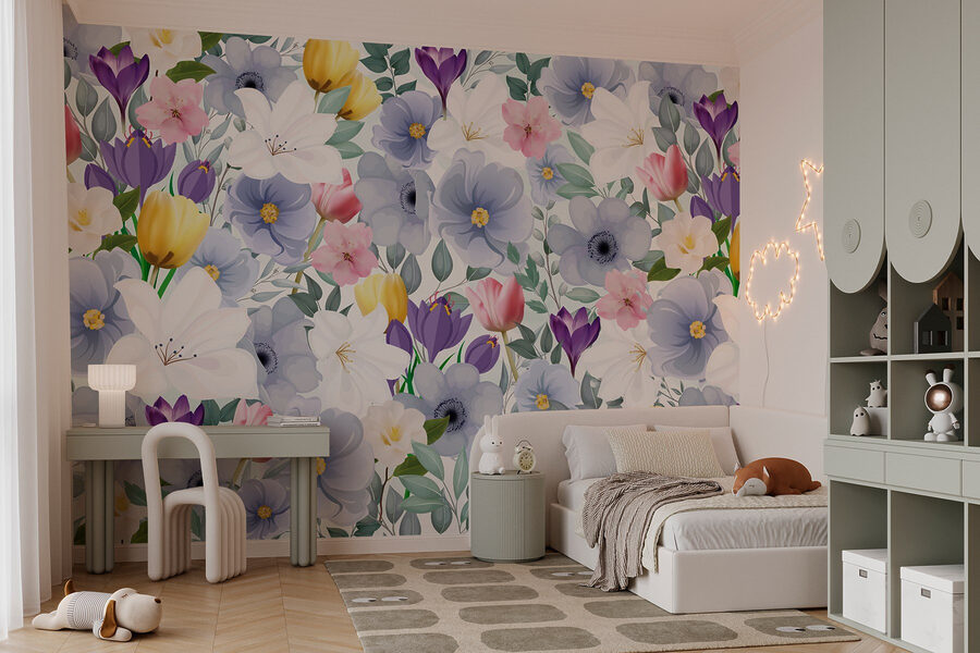 Groupe de fleurs avec feuilles Groupe de fleurs avec feuilles