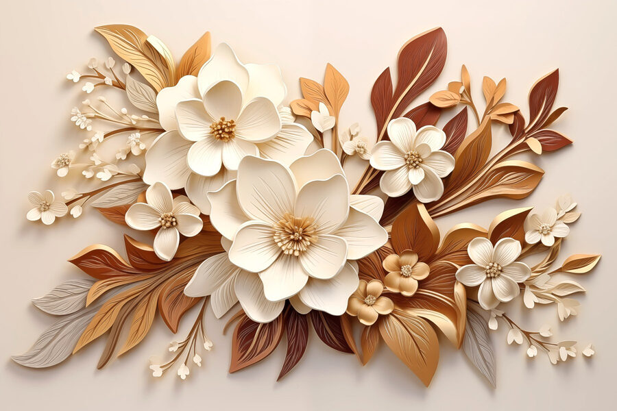 Groupe de fleurs blanches et brunes