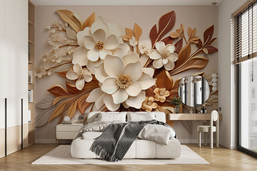 Groupe de fleurs blanches et brunes