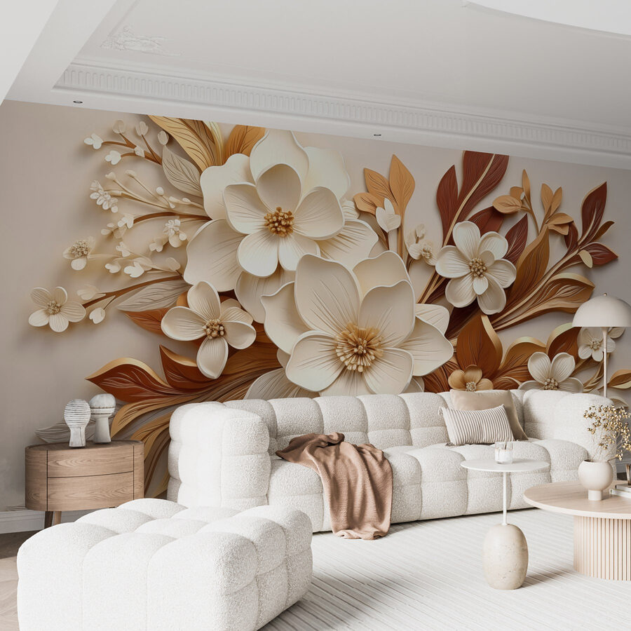 Groupe de fleurs blanches et brunes