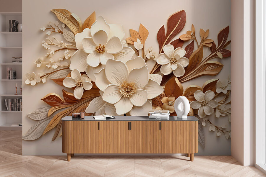 Groupe de fleurs blanches et brunes