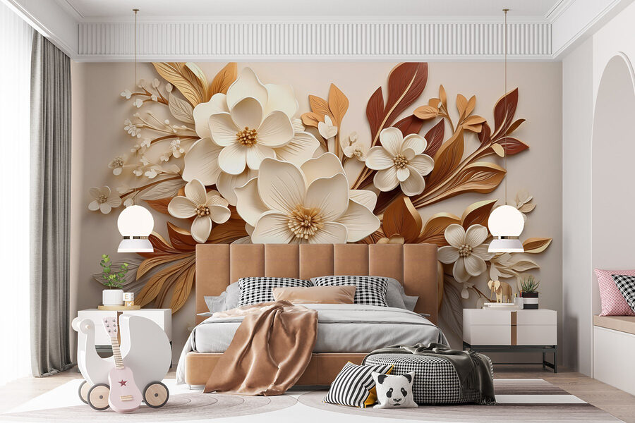 Groupe de fleurs blanches et brunes