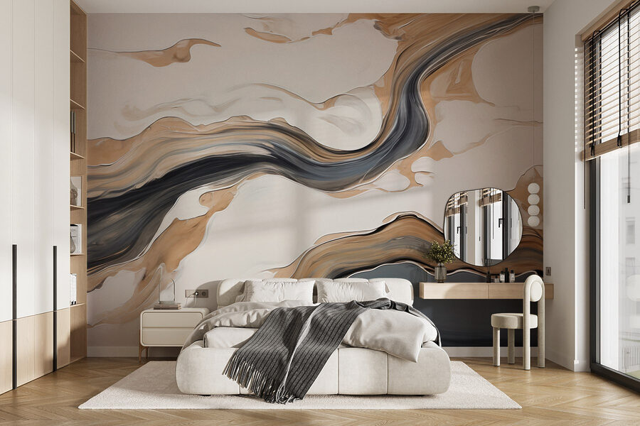 Tourbillons blancs et noirs sur une surface blanche