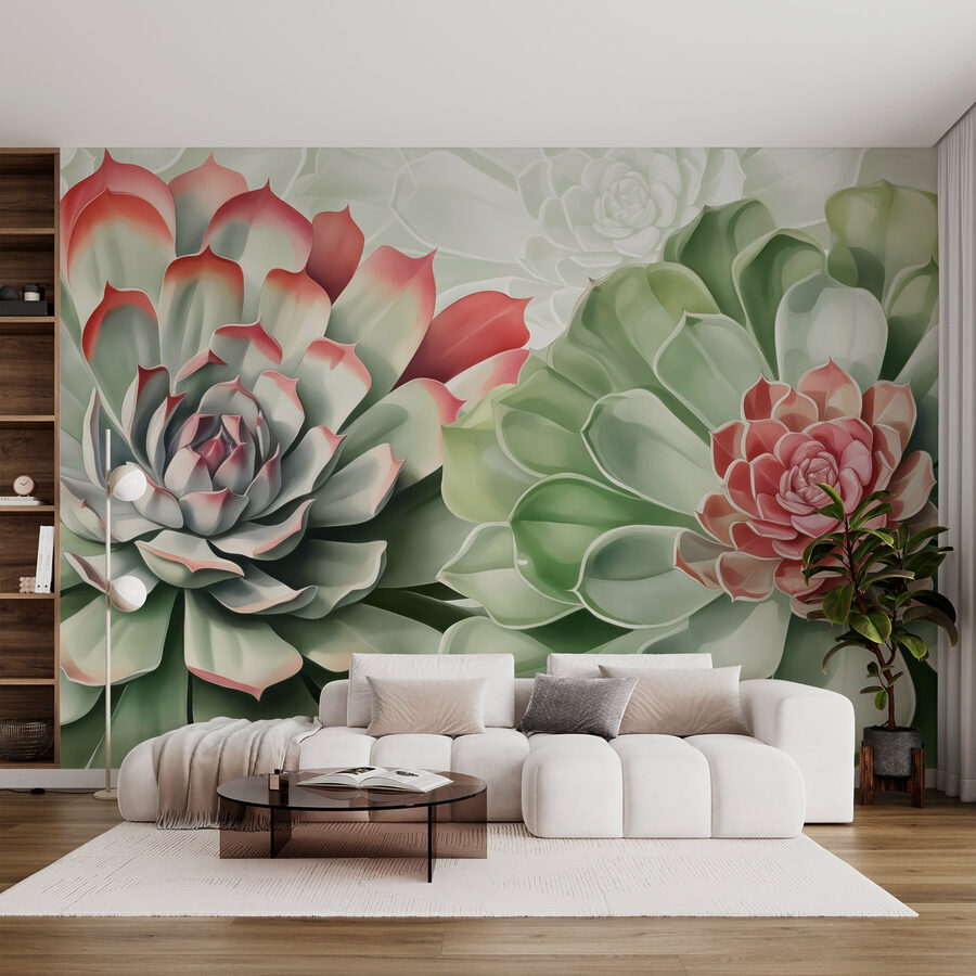 Papier peint Succulentes dans des tons doux