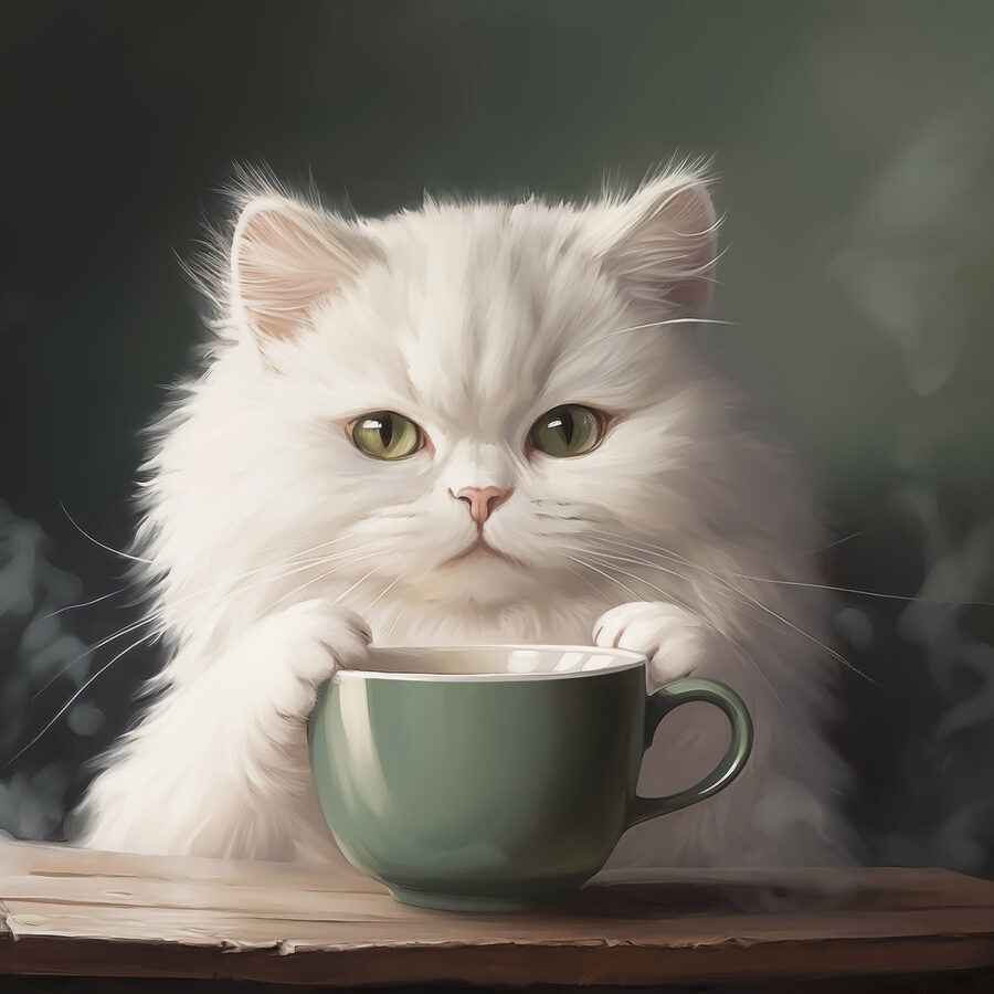 Tableaux Chat tenant une tasse – Image 7