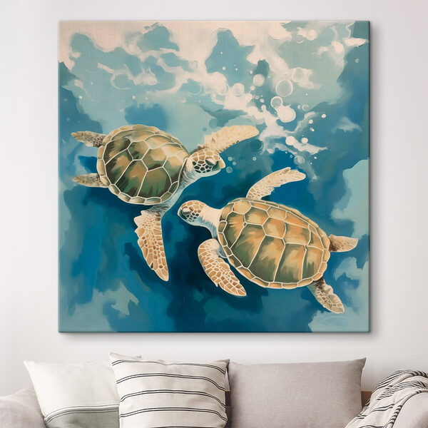 Couple de tortues nageant dans l'eau Couple de tortues nageant dans l'eau