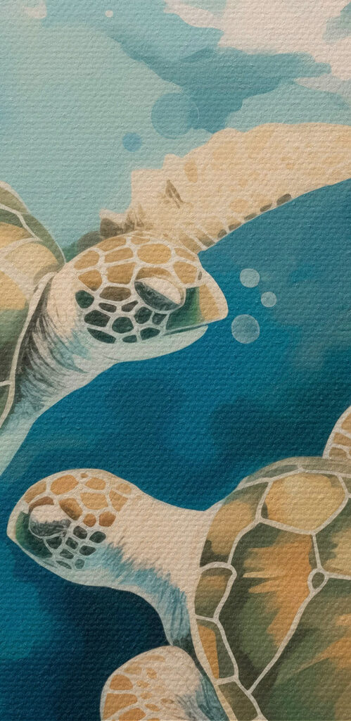 Couple of turtles swimming in water