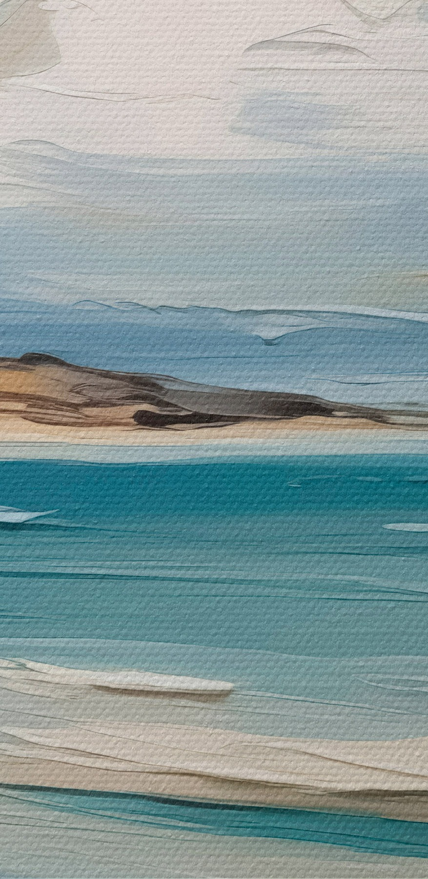Peinture d'une plage et de l'eau