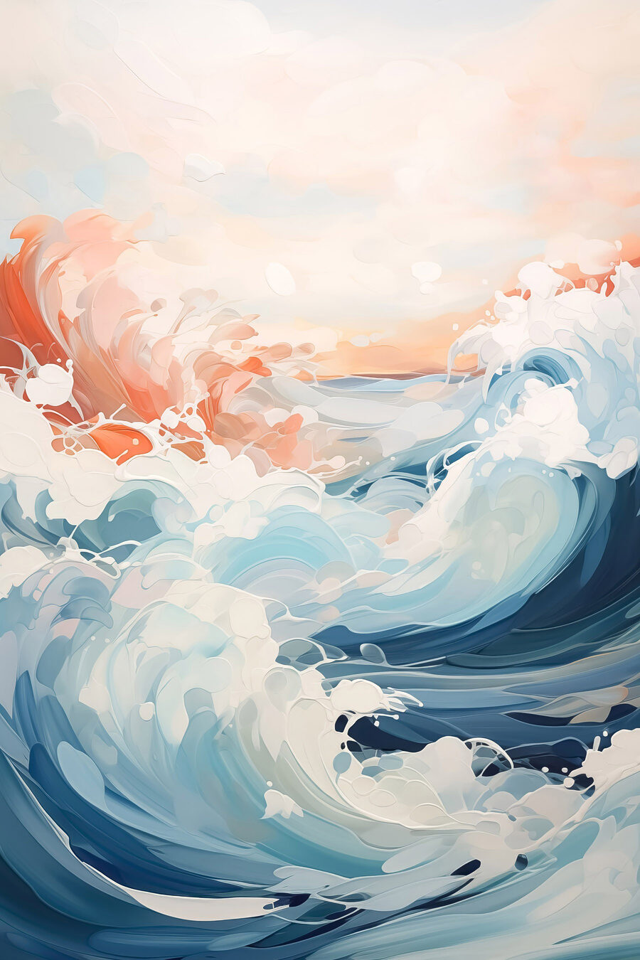 Peinture de vagues dans l'océan