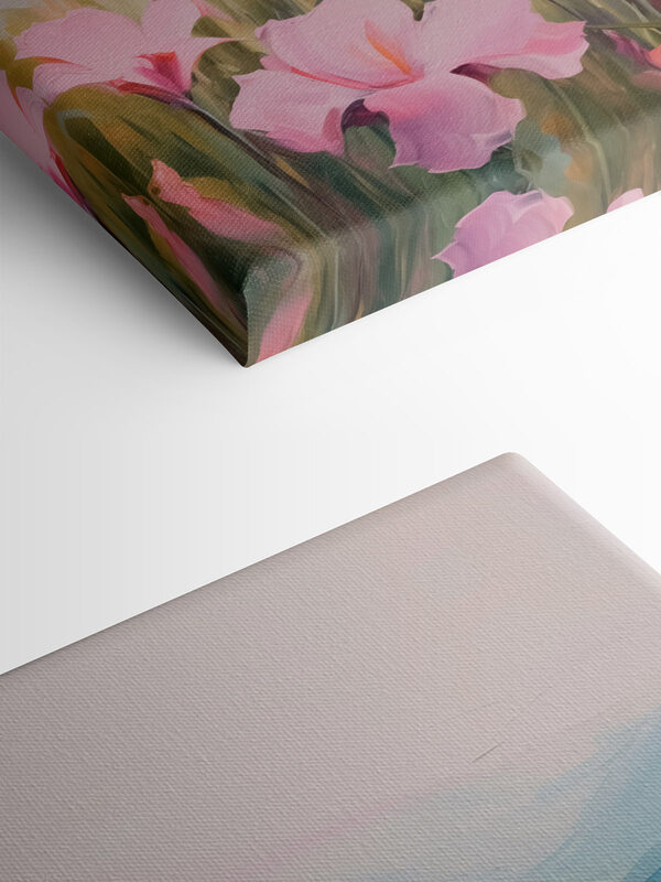 Peinture de fleurs roses dans un champ Peinture de fleurs roses dans un champ