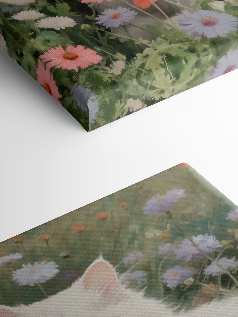 Tableaux Chat blanc dans un champ de fleurs – Image 3