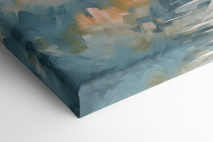 Peinture d'une rivière et de montagnes