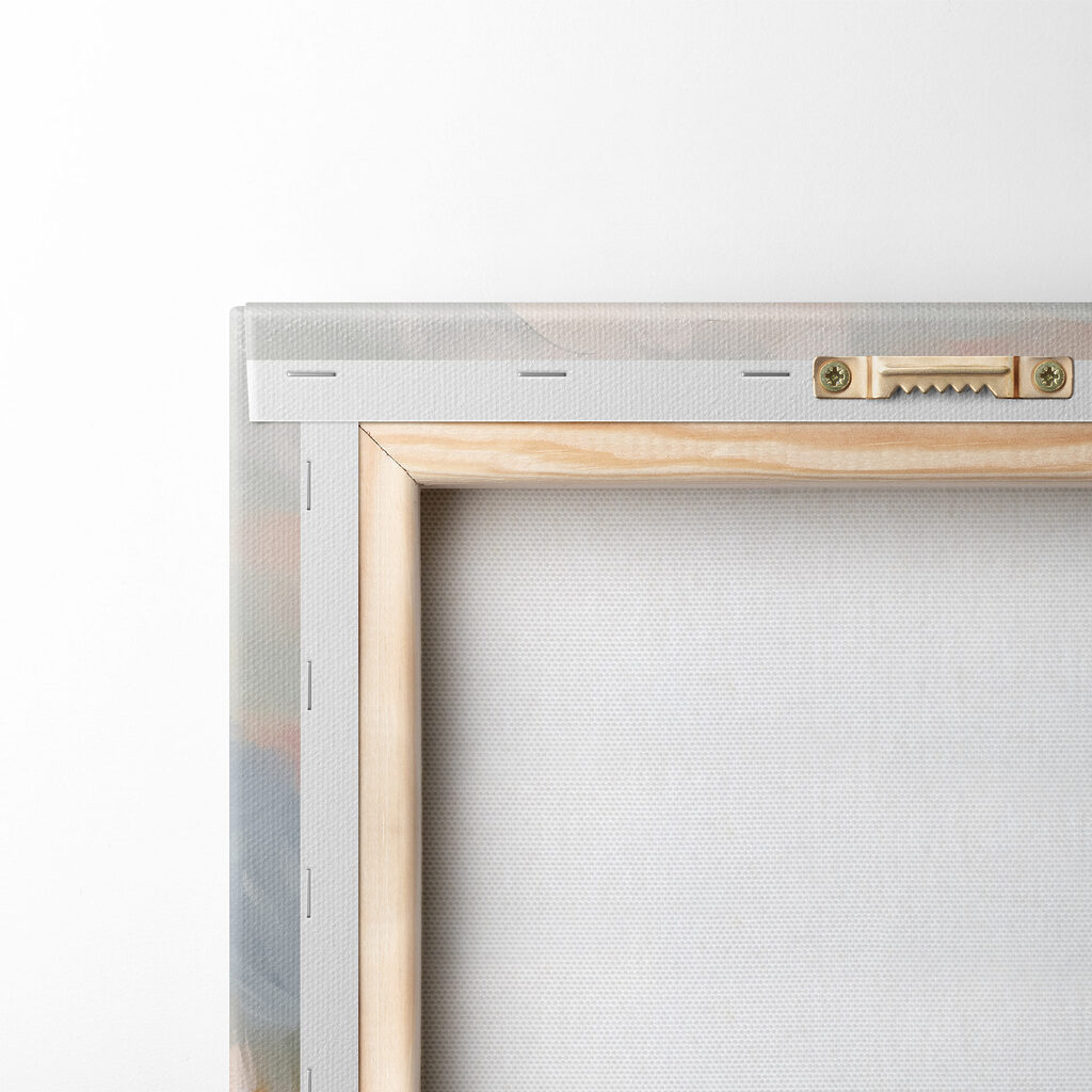 Painting of a river and mountains