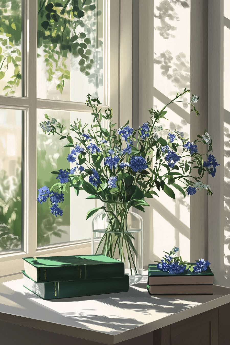Vase de fleurs devant une fenêtre