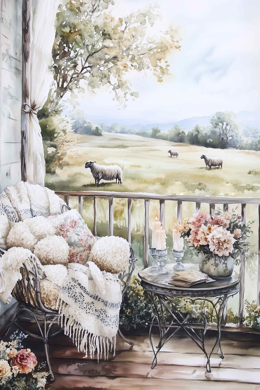 Tableaux Peinture de moutons sous un porche – Image 7