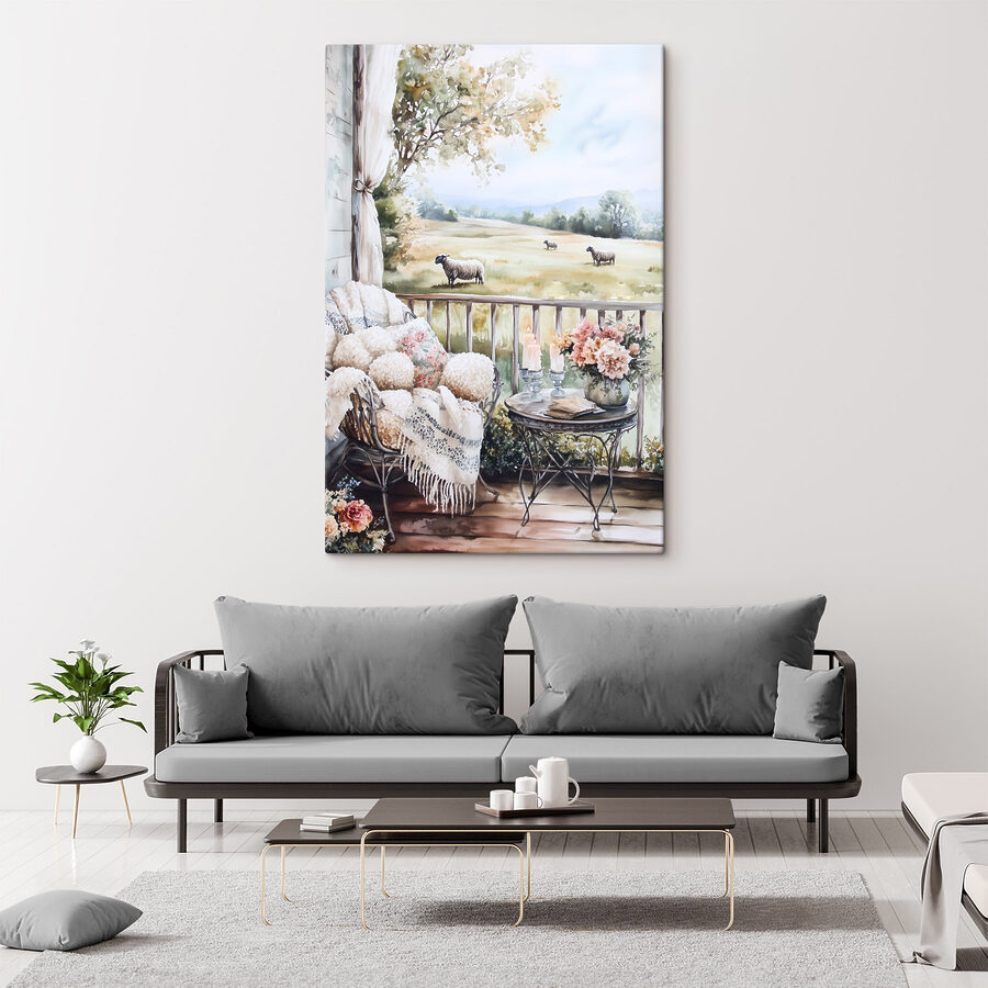Tableaux Peinture de moutons sous un porche