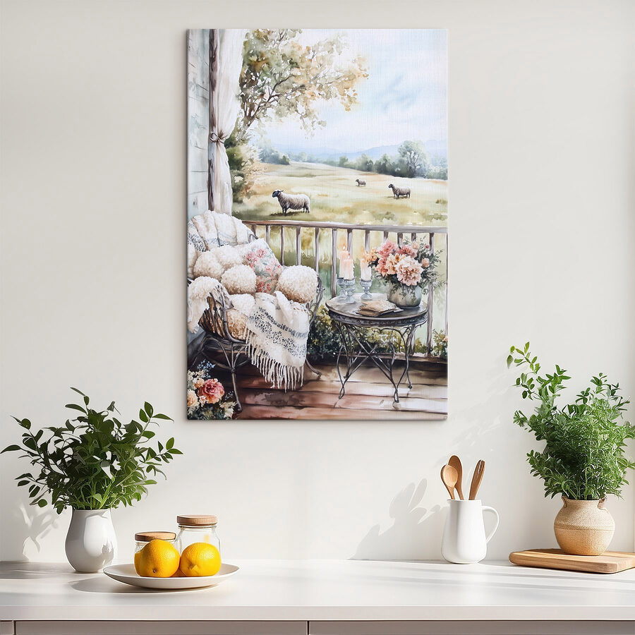 Tableaux Peinture de moutons sous un porche – Image 2