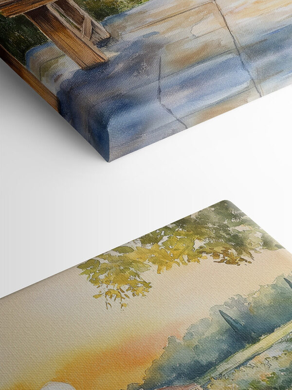 Peinture à l'aquarelle d'une table sur laquelle sont posées des plantes en pot Peinture à l'aquarelle d'une table sur laquelle sont posées des plantes en pot