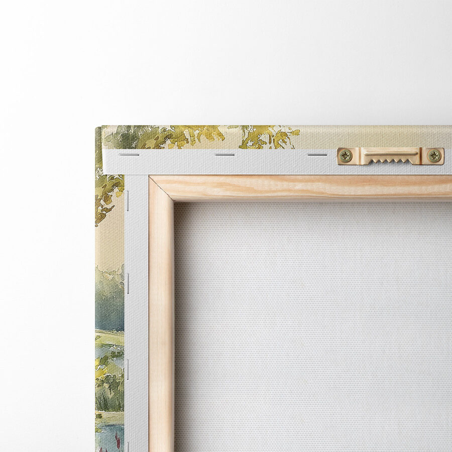 Peinture à l'aquarelle d'une table sur laquelle sont posées des plantes en pot