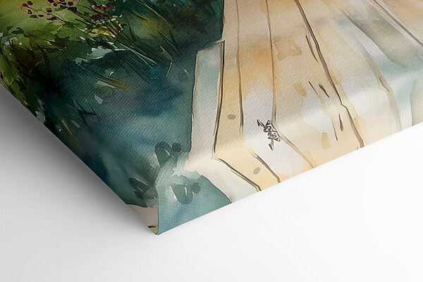 Aquarelle d'une maison avec des fleurs sur une table Aquarelle d'une maison avec des fleurs sur une table