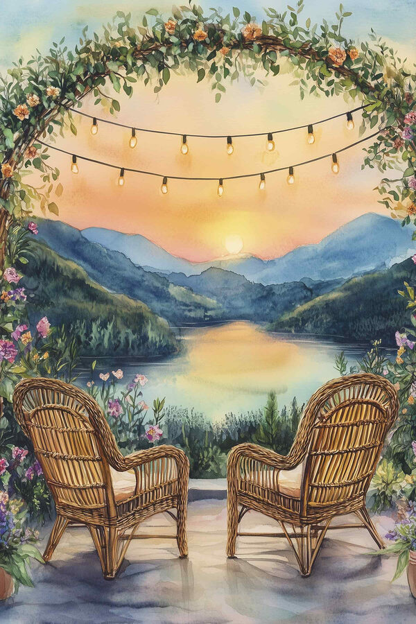 Peinture de chaises et d'un lac Peinture de chaises et d'un lac