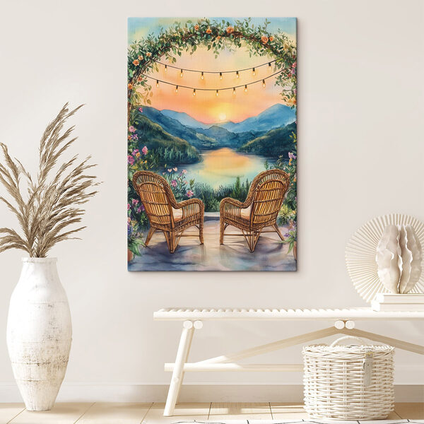 Peinture de chaises et d'un lac Peinture de chaises et d'un lac