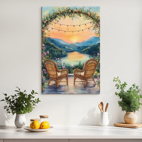 Peinture de chaises et d'un lac Peinture de chaises et d'un lac