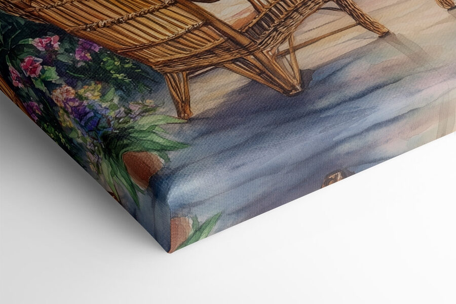Peinture de chaises et d'un lac