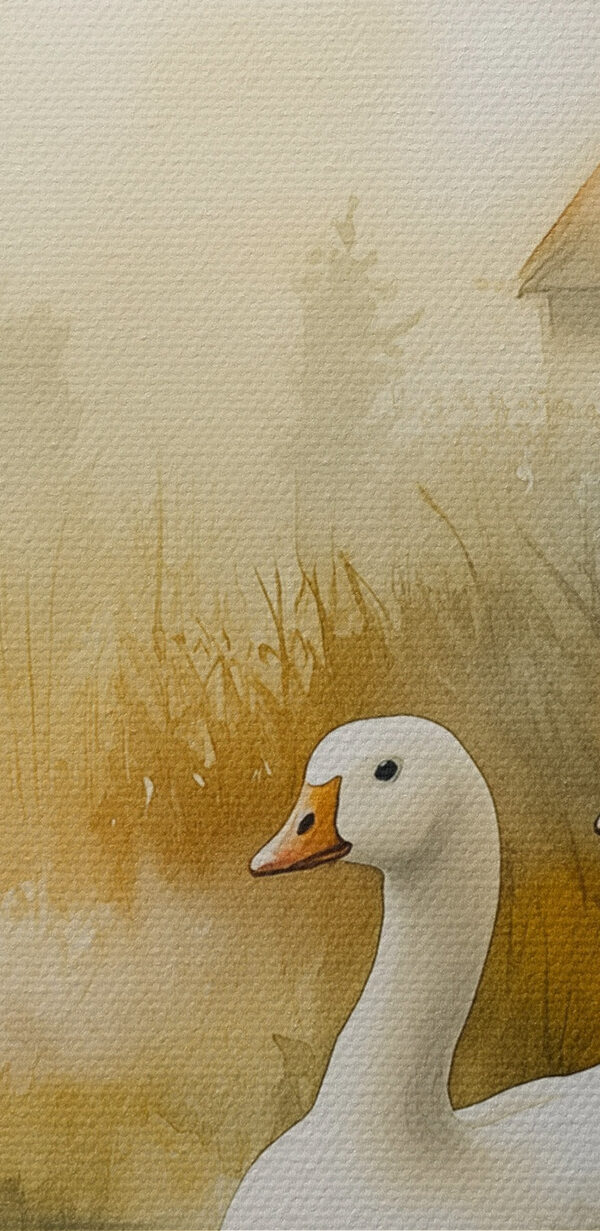 Aquarelle d'oies dans un étang Aquarelle d'oies dans un étang