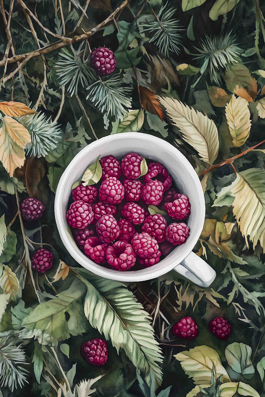 Coupe de framboises sur les feuilles Coupe de framboises sur les feuilles