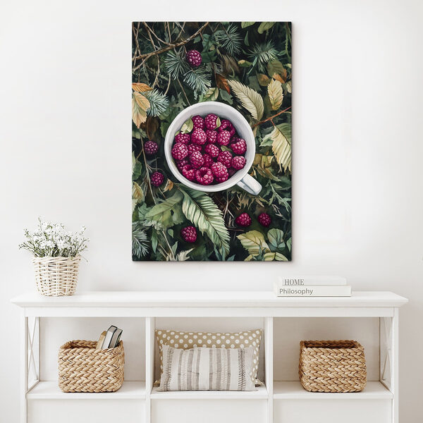 Coupe de framboises sur les feuilles Coupe de framboises sur les feuilles