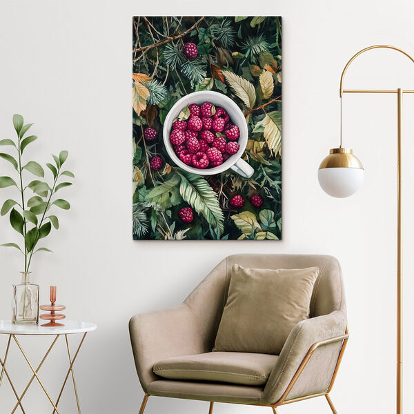 Coupe de framboises sur les feuilles Coupe de framboises sur les feuilles