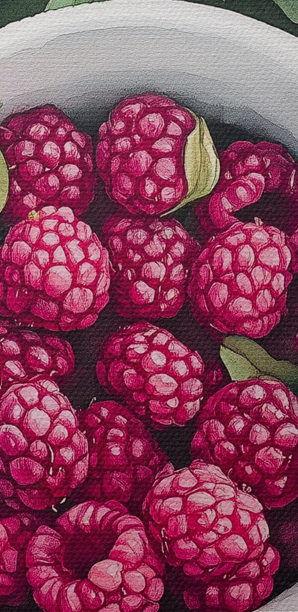 Coupe de framboises sur les feuilles Coupe de framboises sur les feuilles