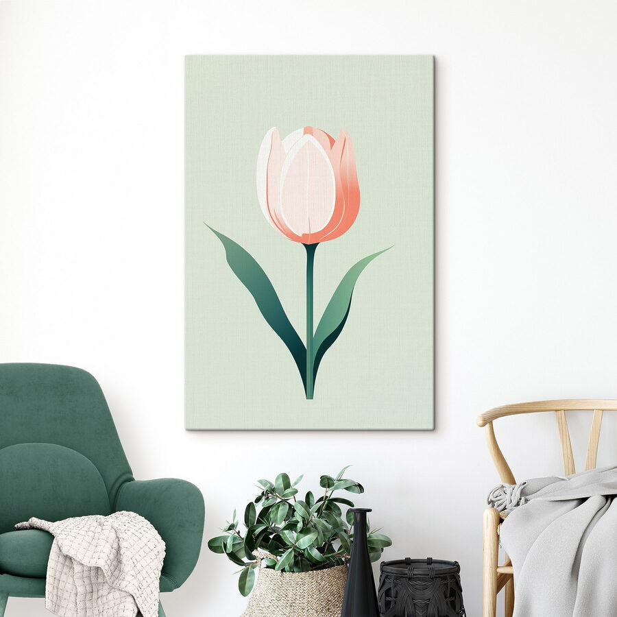 Fleur rose avec feuilles vertes