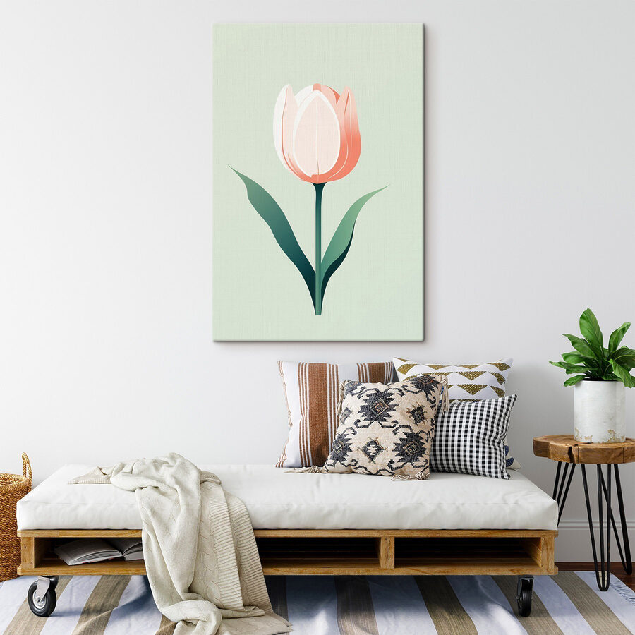 Fleur rose avec feuilles vertes