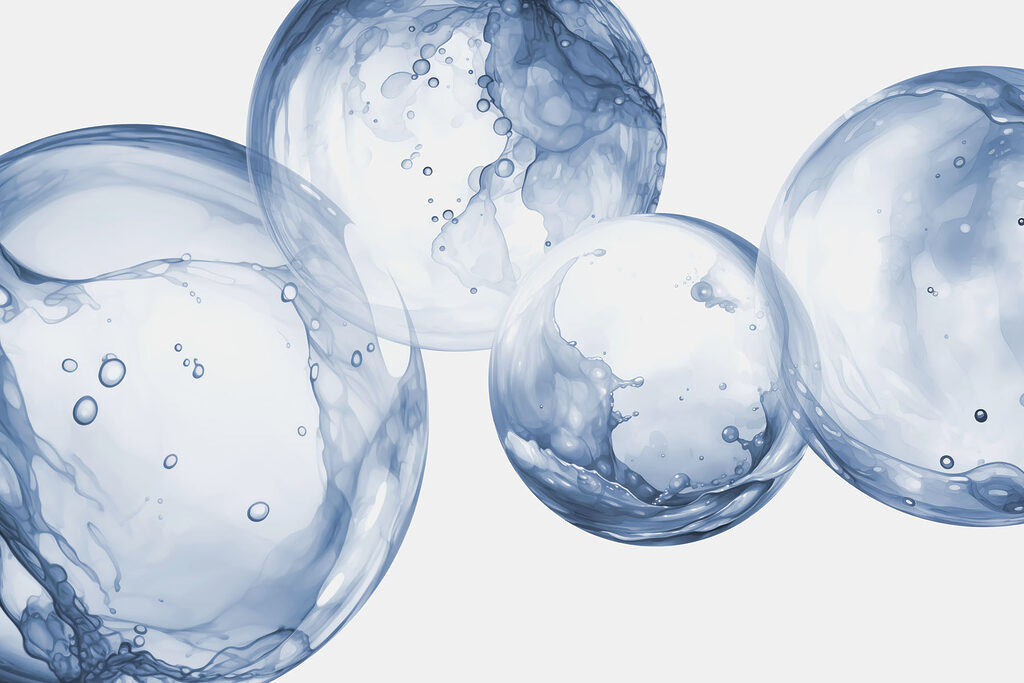 Groupe de bulles avec des bulles dans l'air Groupe de bulles avec des bulles dans l'air