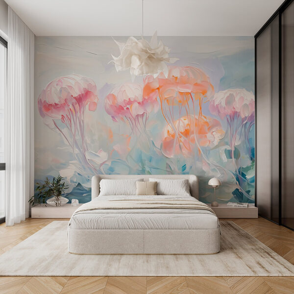 Papier peint Papier peint Peinture de fleurs roses (UGS : w03742)