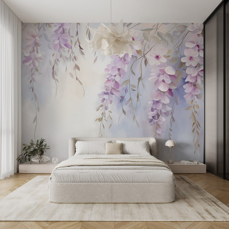 Peinture de fleurs sur une branche