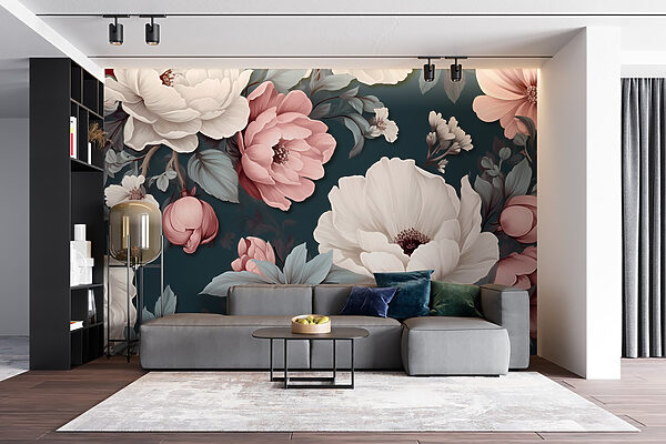 Motif floral avec des fleurs blanches et roses Motif floral avec des fleurs blanches et roses