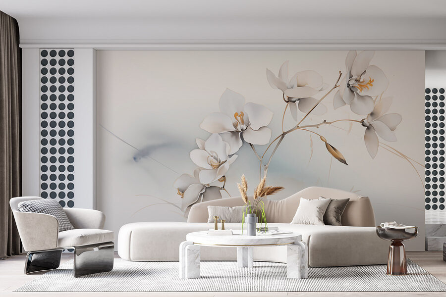 Fleurs blanches sur une branche