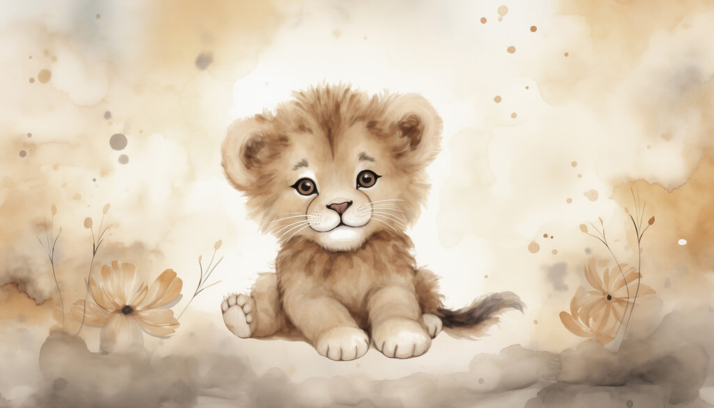 Aquarelle d'un lionceau Aquarelle d'un lionceau