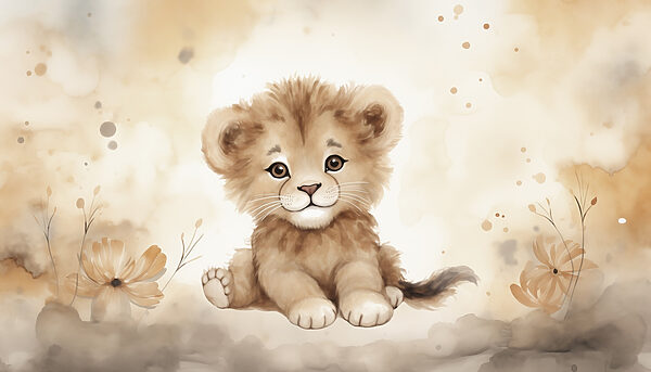 Aquarelle d'un lionceau Aquarelle d'un lionceau