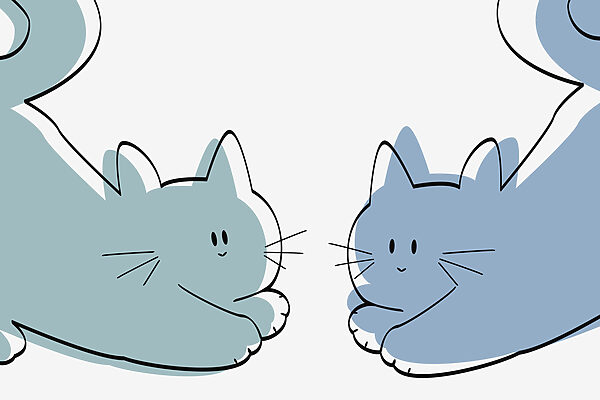 Couple de chats couchés Couple de chats couchés