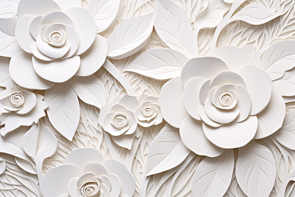 Fleurs et feuilles en papier blanc Fleurs et feuilles en papier blanc
