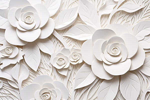 Fleurs et feuilles en papier blanc Fleurs et feuilles en papier blanc