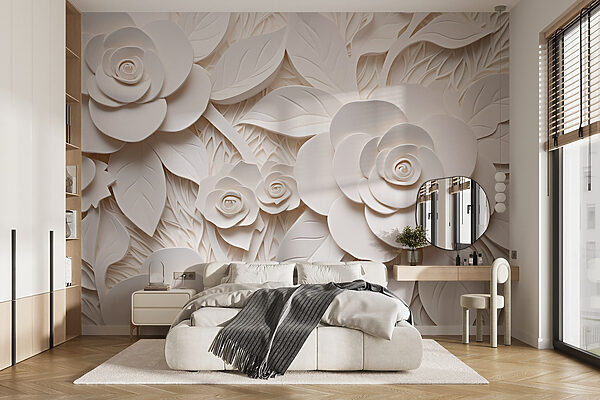 Fleurs et feuilles en papier blanc Fleurs et feuilles en papier blanc