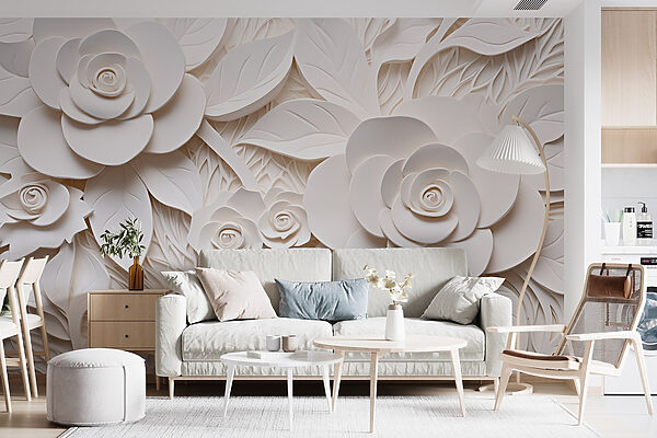 Fleurs et feuilles en papier blanc Fleurs et feuilles en papier blanc
