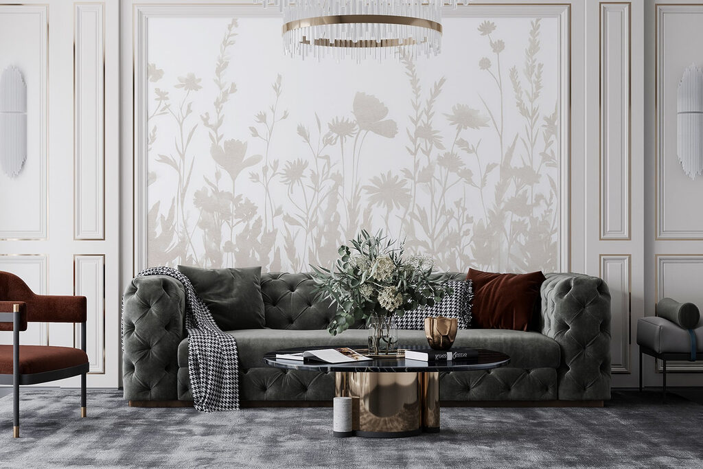 White background with flowers